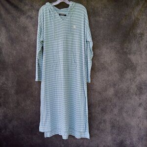 Lauren Ralph Lauren Nautical‎ Hooded Preppy Lounger Nightgown Blue Striped